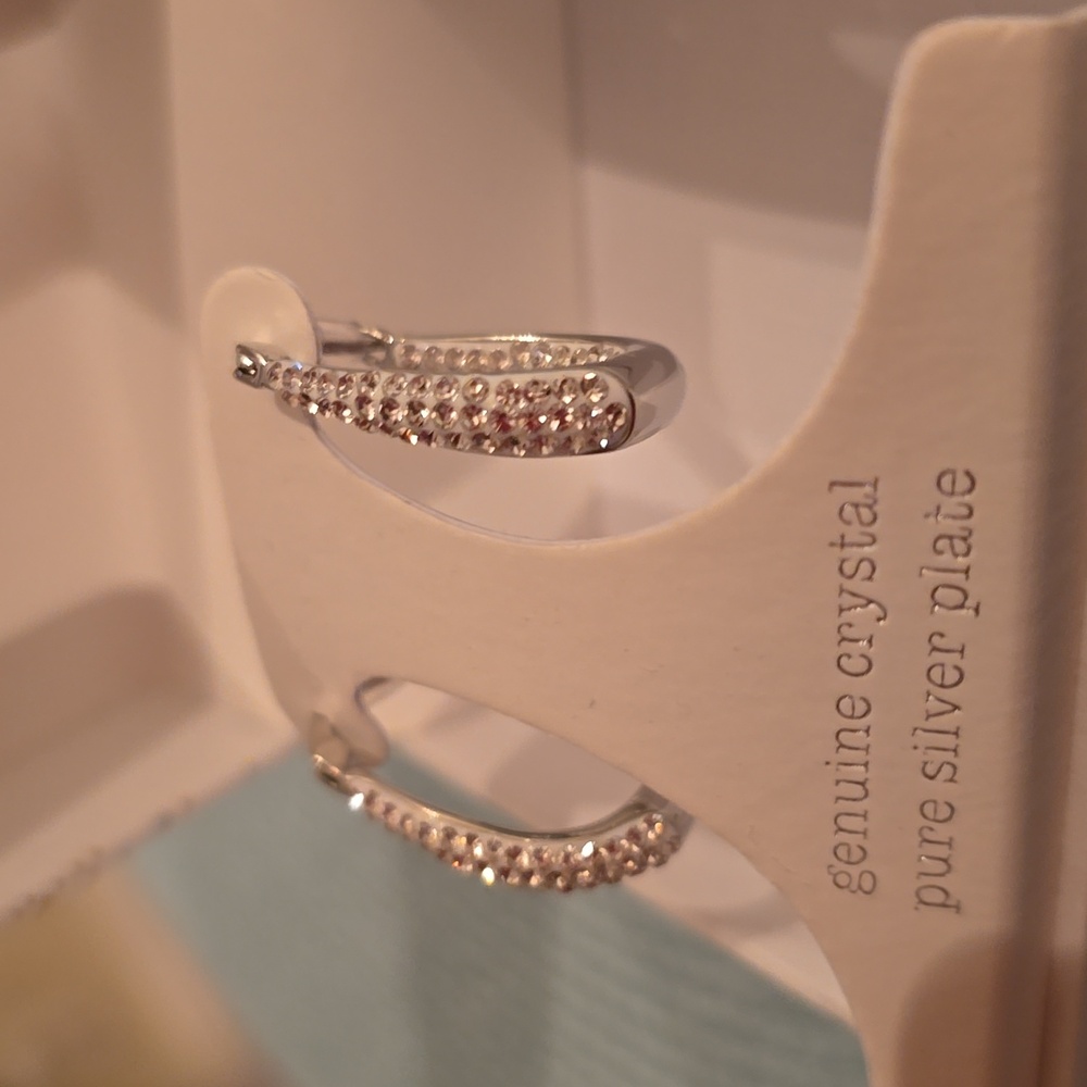 SPARKLE ALLURE BRAND WOMEN'S FASHION JEWELRY SILVERTONE PIERCED HOOP EARRINGS